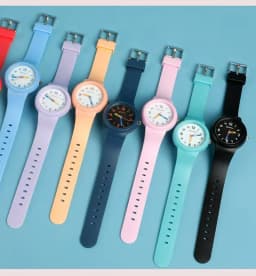 Pink Quartz Children Watches Silicone Strap Waterpoof Blue Analog Kids Wriwtches for Girls Boys