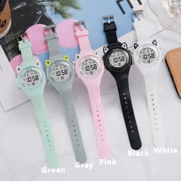 NEW 3D Cat-ear Kids Watch Sports Electronic Watches for Girls and Boys Student Luminous Waterproof LED Digital Wristwatch Gifts
