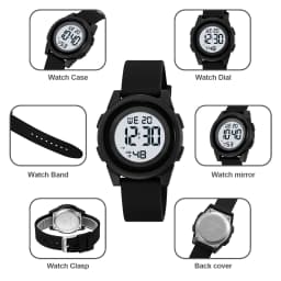 SKMEI Kids Digital LED Black Light Stopwatch Children Watch 50m Waterproof Wristwatches For Boys Girls Clock Alarm Clock 2429