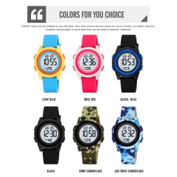 SKMEI Kids Digital LED Black Light Stopwatch Children Watch 50m Waterproof Wristwatches For Boys Girls Clock Alarm Clock 2429