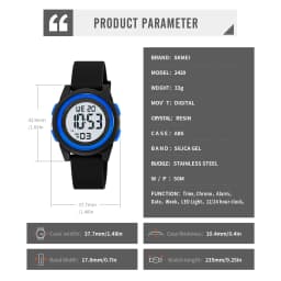 SKMEI Kids Digital LED Black Light Stopwatch Children Watch 50m Waterproof Wristwatches For Boys Girls Clock Alarm Clock 2429
