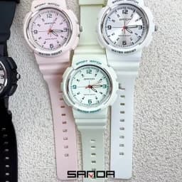 SANDA New 3284 Fashion Student Quartz Watch Simple Waterproof Silicone Strap Night Light Male and Female Student Quartz Watch 