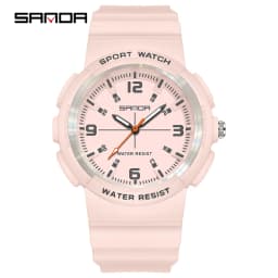 SANDA New 3284 Fashion Student Quartz Watch Simple Waterproof Silicone Strap Night Light Male and Female Student Quartz Watch 