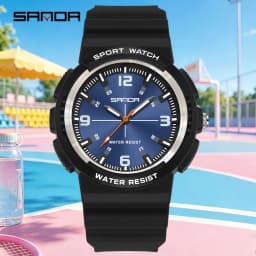 SANDA New 3284 Fashion Student Quartz Watch Simple Waterproof Silicone Strap Night Light Male and Female Student Quartz Watch 