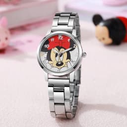DISNEY Mickey Mouse Minnie Kids Watches Student Cartoon Wristwatch Aolly Steel Quartz Watch Clock for 5-15 years old Gift
