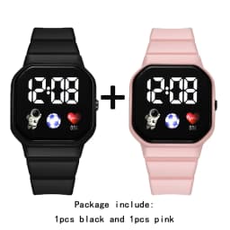 2Pcs/set Kids Watch Students Sports LED Digital Watches Spaceman Silicone Strap Electronic Wristwatch for Children Boys Girls