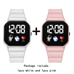 2Pcs/set Kids Watch Students Sports LED Digital Watches Spaceman Silicone Strap Electronic Wristwatch for Children Boys Girls