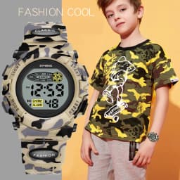 SYNOKE Student Sport Watch For Kids Colorful Electronic Watches Waterproof Clock Children Digital Watch For Boys Camouflage