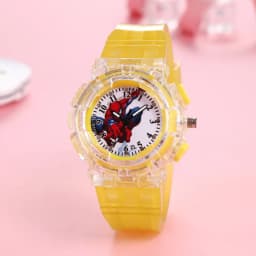 Disney Spider-Man Children Watches Boys Colorful Light Source Silicone Princess Elsa Kids Watch Student Gift Wrist Clock