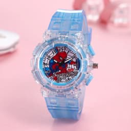 Disney Spider-Man Children Watches Boys Colorful Light Source Silicone Princess Elsa Kids Watch Student Gift Wrist Clock