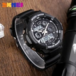 SKMEI Brand 50m Waterproof Children's Watches LED Multifunction Dual Time Quartz Digital Kids Wrist Watches Children Dress Watch