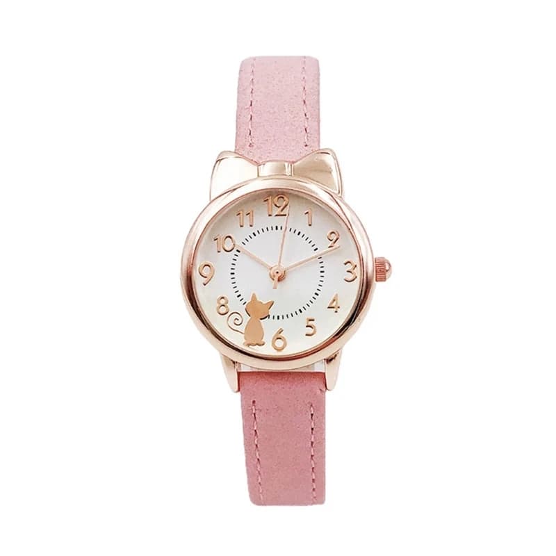 UTHAI H110 Kids's Watches Girl Cute Cat Cartoon Watch Children's Student Simple Waterproof Female Fashion Quartz Wristwatch Gift