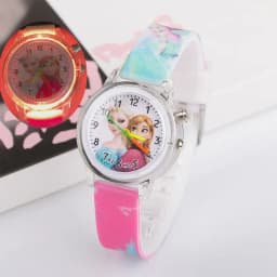 Disney Frozen Princess Elsa Children Cartoon Watches Spiderman Colorful Led Light Boys Watch Girls KidsGift Clock Wristwatch