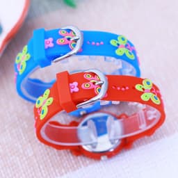 2026 Children Fashion Beauty Pink Watches Girls Students Little Kids Butterfly Silicone Strap Water Resistant Watches 5 Colors