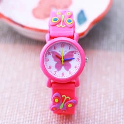 2026 Children Fashion Beauty Pink Watches Girls Students Little Kids Butterfly Silicone Strap Water Resistant Watches 5 Colors
