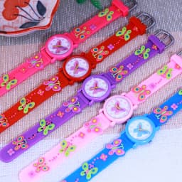 2026 Children Fashion Beauty Pink Watches Girls Students Little Kids Butterfly Silicone Strap Water Resistant Watches 5 Colors