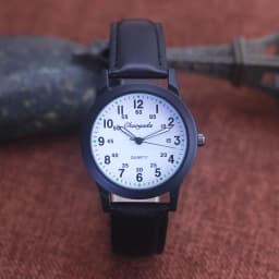 Chaoyada Fashion Men Boys Leather Strap 24 Hours Quartz Wristwatch Students Kids Learning Time High Quality Electric Watches