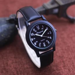 Chaoyada Fashion Men Boys Leather Strap 24 Hours Quartz Wristwatch Students Kids Learning Time High Quality Electric Watches