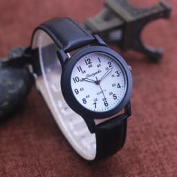 Chaoyada Fashion Men Boys Leather Strap 24 Hours Quartz Wristwatch Students Kids Learning Time High Quality Electric Watches
