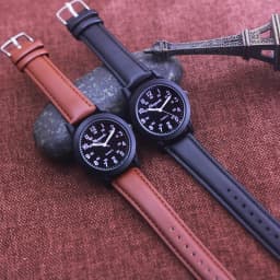 Chaoyada Fashion Men Boys Leather Strap 24 Hours Quartz Wristwatch Students Kids Learning Time High Quality Electric Watches