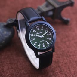 Chaoyada Fashion Men Boys Leather Strap 24 Hours Quartz Wristwatch Students Kids Learning Time High Quality Electric Watches