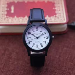 Chaoyada Fashion Men Boys Leather Strap 24 Hours Quartz Wristwatch Students Kids Learning Time High Quality Electric Watches