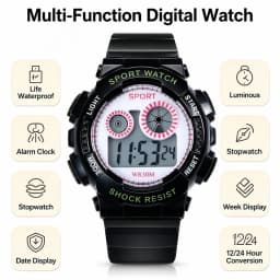 1/2pcs Waterproof Sports Kids Watches Electronic Watches for Girls and Boys Student Luminous Alarm-clock LED Digital Wristwatch