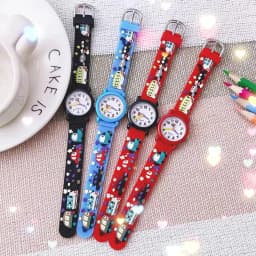 Chaoyada Fashion Boys Girls Little Cars Cartoon Strap Car Hands Personality Quartz Watches Students Kids Cool Gifts Watches