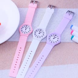2026 child children boys girls  Primary school students rubber jelly color simple clear number quartz watches kids gifts watches