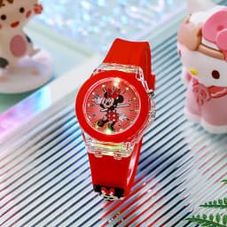 Disney Girls Kids Watches Children Watch Mickey Minnie Iron Man Luminous Student Colorful LED Light Women Lady Clock Gifts