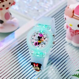 Disney Girls Kids Watches Children Watch Mickey Minnie Iron Man Luminous Student Colorful LED Light Women Lady Clock Gifts