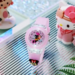 Disney Girls Kids Watches Children Watch Mickey Minnie Iron Man Luminous Student Colorful LED Light Women Lady Clock Gifts