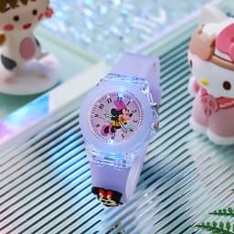 Disney Girls Kids Watches Children Watch Mickey Minnie Iron Man Luminous Student Colorful LED Light Women Lady Clock Gifts