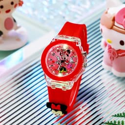 Disney Girls Kids Watches Children Watch Mickey Minnie Iron Man Luminous Student Colorful LED Light Women Lady Clock Gifts