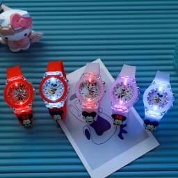 Disney Girls Kids Watches Children Watch Mickey Minnie Iron Man Luminous Student Colorful LED Light Women Lady Clock Gifts