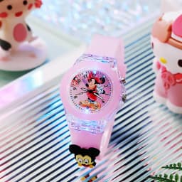 Disney Girls Kids Watches Children Watch Mickey Minnie Iron Man Luminous Student Colorful LED Light Women Lady Clock Gifts