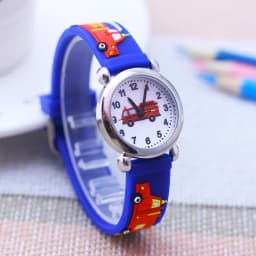 Cartoon Silicone Fire Truck Strap And Face Quartz Watches Children Boys Girls Man Fashion Sports Waterproof For Over 3rd Kids