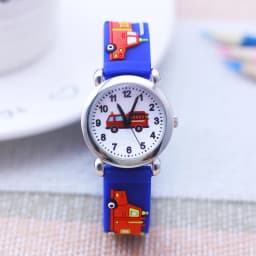 Cartoon Silicone Fire Truck Strap And Face Quartz Watches Children Boys Girls Man Fashion Sports Waterproof For Over 3rd Kids