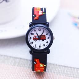 Cartoon Silicone Fire Truck Strap And Face Quartz Watches Children Boys Girls Man Fashion Sports Waterproof For Over 3rd Kids