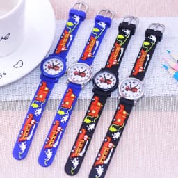 Cartoon Silicone Fire Truck Strap And Face Quartz Watches Children Boys Girls Man Fashion Sports Waterproof For Over 3rd Kids