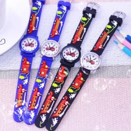 Cartoon Silicone Fire Truck Strap And Face Quartz Watches Children Boys Girls Man Fashion Sports Waterproof For Over 3rd Kids
