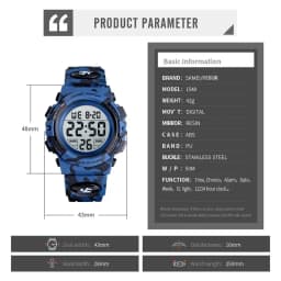 SKMEI 1548 Sport Children's Watch 5bar Waterproof Colorful Lights 12/24Hour Camouflage relogio infantil Boy Kids Watches