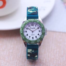Chaoyada Children Boys Girls Students Cool Silicone Military Camouflage Strap Quartz Watches Kids Birthday Holiday Gifts Watches