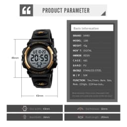 SKMEI 1266 Kid Wristwatch 50M Waterproof Watch Color Luminous Back Light Digital Clock Electronic Watch Alarm Date Week