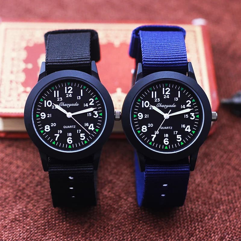 24Hours Children Boys Girls Fashion Washable Canvas Strap Quartz Wristwatches Students Learn Time Study Clock Birthday Gift