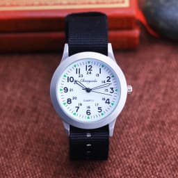 24Hours Children Boys Girls Fashion Washable Canvas Strap Quartz Wristwatches Students Learn Time Study Clock Birthday Gift