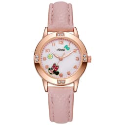 Disney Children's Watches Kids Boys Girls Cute Cartoon Minnie Imitation Diamond Wristwatch Belt Student Quartz Watch Gift