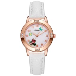 Disney Children's Watches Kids Boys Girls Cute Cartoon Minnie Imitation Diamond Wristwatch Belt Student Quartz Watch Gift