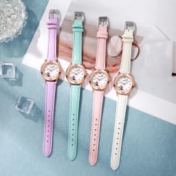 Disney Children's Watches Kids Boys Girls Cute Cartoon Minnie Imitation Diamond Wristwatch Belt Student Quartz Watch Gift