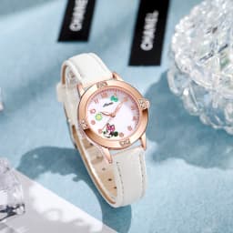 Disney Children's Watches Kids Boys Girls Cute Cartoon Minnie Imitation Diamond Wristwatch Belt Student Quartz Watch Gift